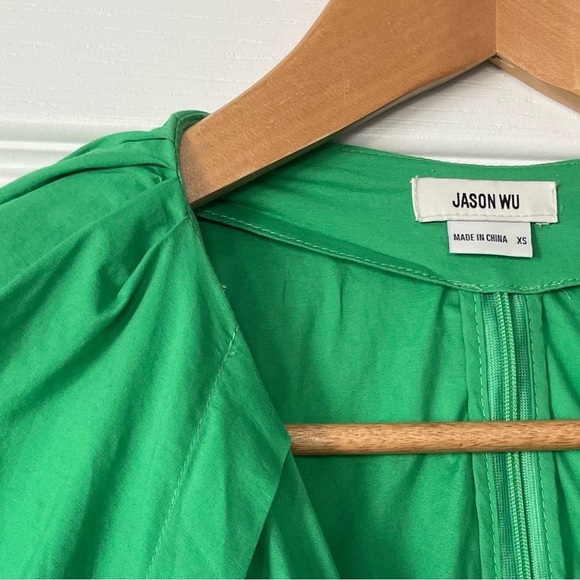 JASON WU Green Cut Out Mini Dress Cotton Poplin Size XS - Picture 9 of 13